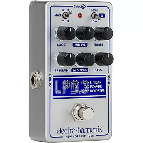 Electro-Harmonix LPB-3 Linear Power Booster & EQ Effect Pedal Silver and Blue - musicians--Friend