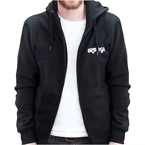 Orange Amplifiers Hoodie with Orange Logo and Crest Medium Black - musicians--Friend