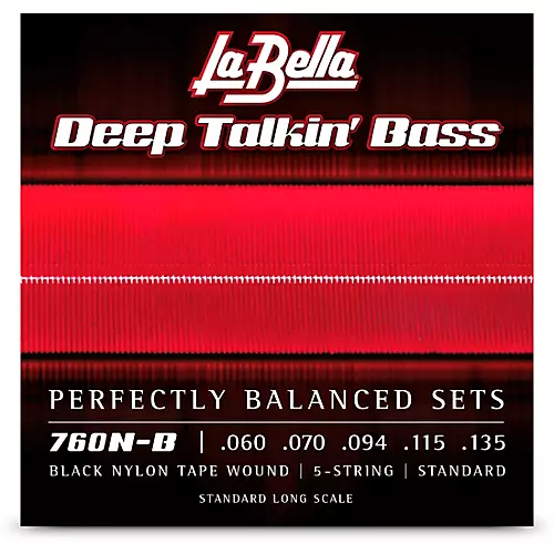 LaBella 760N-B Deep Talkin' Bass Black Nylon Tape Wound 5-String Bass Strings - Standard 60 - 135 - musicians--Friend