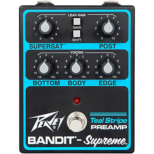 Peavey Bandit Supreme Teal Stripe Preamp Pedal Black and Teal - musicians--Friend