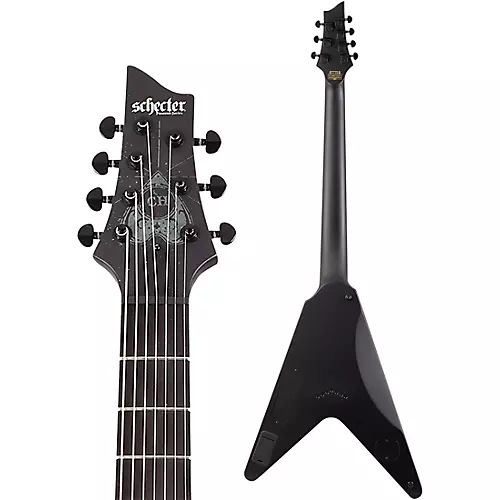 Schecter Guitar Research Chris Howorth V-7 Snake Cross Electric Guitar Satin Black - musicians--Friend