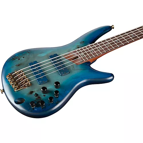 Ibanez Prestige SR6605 5-String Electric Bass Guitar Ghost Fleet Blue Burst - musicians--Friend