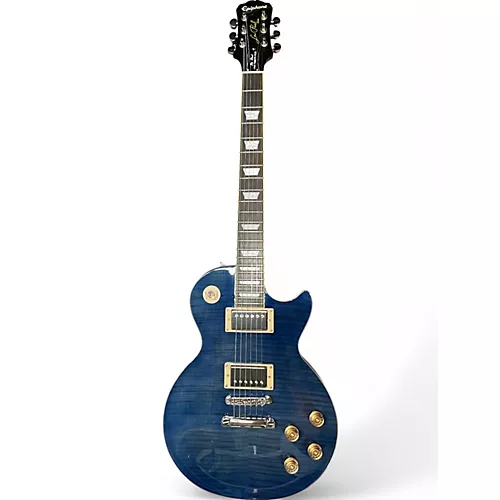 Used Epiphone Les Paul Tribute 1960S Neck Blue Solid Body Electric Guitar Blue - musicians--Friend