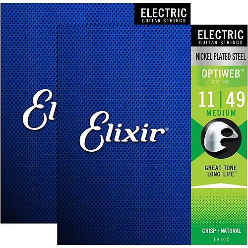 Elixir Electric Guitar Strings with OPTIWEB Coating, Medium (.011-.049) - 2 Pack - musicians--Friend