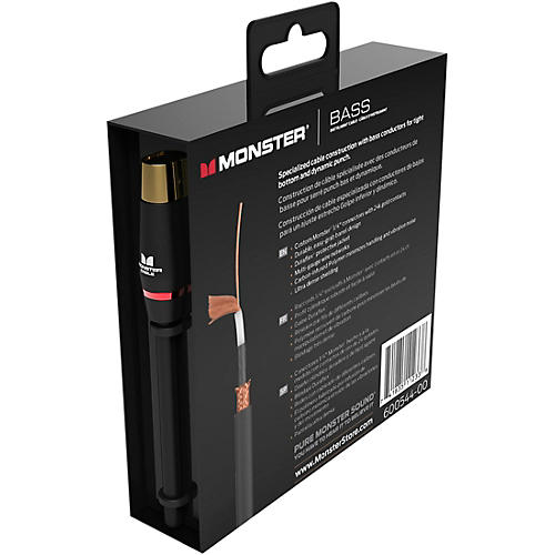 Monster Cable Prolink Bass Instrument Cable Right Angle to Right Angle 8 in. Black - musicians--Friend