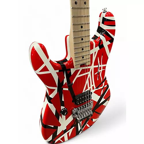 Used EVH Striped Series Left Handed Red with Black and White Stripes Electric Guitar Red with Black and White Stripes - musicians--Friend