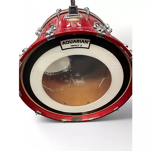 Used 2000s Yamaha 4 Piece Birch Custom Absolute Trans Red Drum Kit Trans Red - musicians--Friend