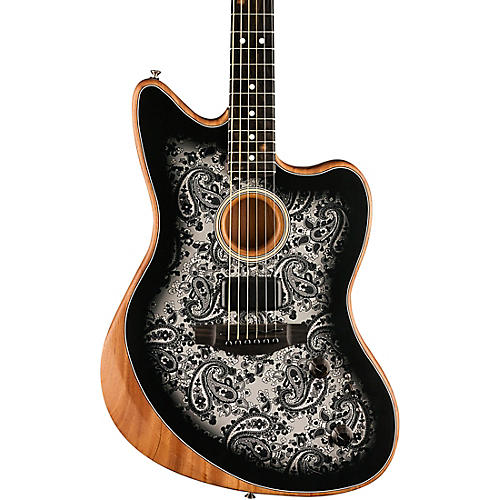 Open-Box Fender American Acoustasonic Jazzmaster Limited-Edition Acoustic-Electric Guitar Condition 2 - Blemished Black Paisley 197881150150 - musicians--Friend