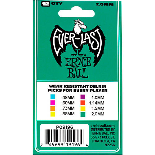 Ernie Ball Everlast Delrin Picks 12 Pack .88 mm 12 Pack - musicians--Friend
