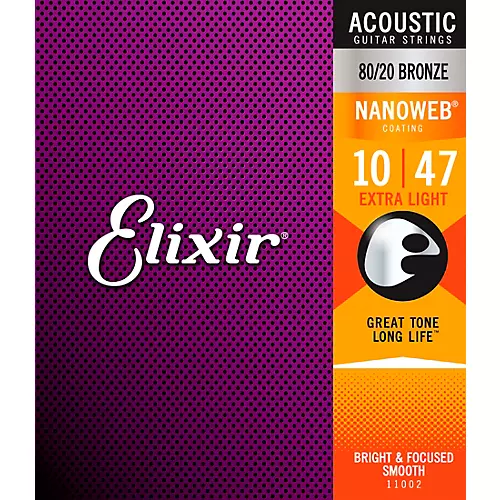 Elixir 80/20 Bronze Acoustic Guitar Strings With NANOWEB Coating, Extra Light (.010-.047) - musicians--Friend