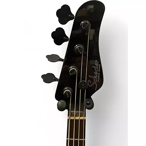 Used Schecter Guitar Research j4 Black Electric Bass Guitar Black - musicians--Friend