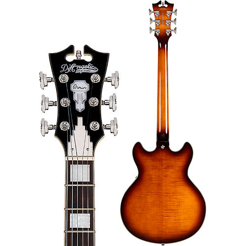 D'Angelico Premier Mini DC Semi-Hollow Electric Guitar With Stopbar Tailpiece Black Flake - musicians--Friend