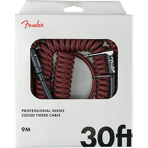 Fender Professional Series Straight to Angled Coil Cable 30 ft. White Tweed - musicians--Friend