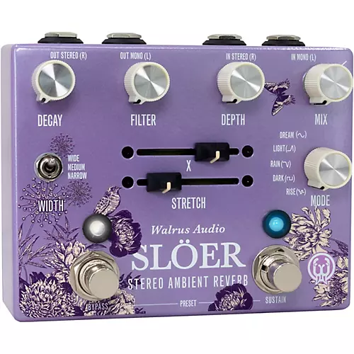 Walrus Audio SLOER Stereo Ambient Reverb Effects Pedal Floral Series 2024 Lavender - musicians--Friend