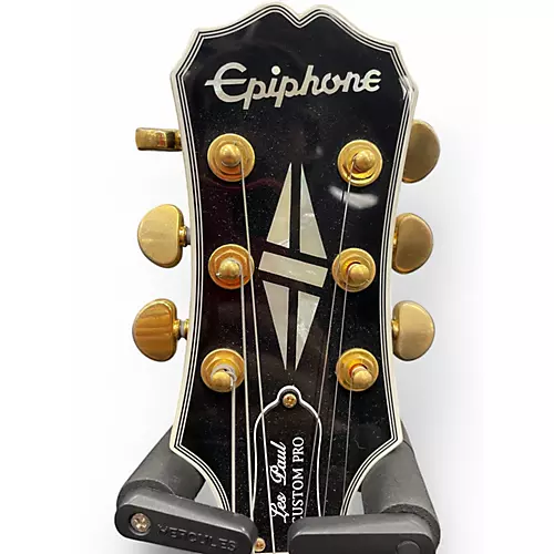 Used 2018 Epiphone Les Paul Custom Pro Antique Ivory Solid Body Electric Guitar Antique Ivory - musicians--Friend