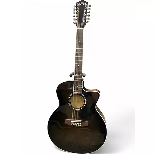 Used Guild F-2512CE DELUXE BLACK 12 String Acoustic Electric Guitar BLACK - musicians--Friend