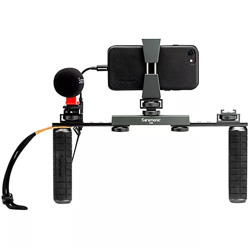 Saramonic VGM Smartphone/Camera Vlogging & Video Production Kit with Adjustable Dual Stabilizing Grips, Shoe Mounts & Vmic Mini Microphone - musicians--Friend