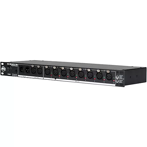 American DJ D4 Branch RM Single Rack Space, 4-way Distributor/Booster with 3-pin and 5-pin XLR Input and Output Jacks - musicians--Friend