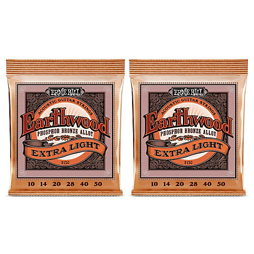 Ernie Ball 2150 Earthwood Phosphor Bronze Extra Light Acoustic Guitar Strings 2-Pack - musicians--Friend