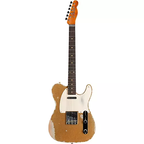 Fender Custom Shop Limited-Edition Texas Telecaster Heavy Relic Electric Guitar Gold Metal Flake/Aged Olympic White - musicians--Friend
