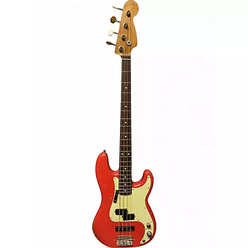 Used 2015 Fender Road Worn 1950S Precision Bass Fiesta Red Electric Bass Guitar Fiesta Red - musicians--Friend