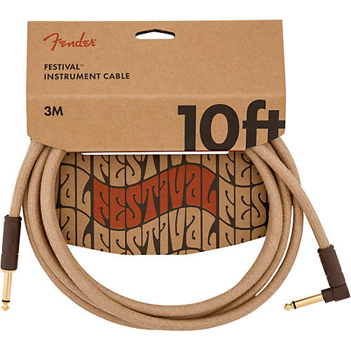 Fender Festival Pure Hemp Straight to Angle Instrument Cable 18.6 ft. Natural - musicians--Friend