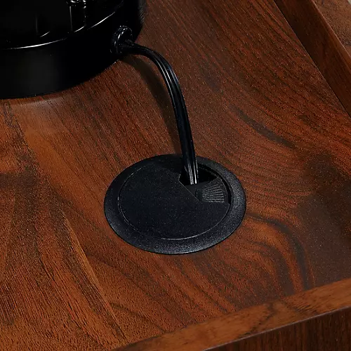 SAUDER WOODWORKING CO. Modern Workstation Desk for Recording and Content Creation Walnut - musicians--Friend