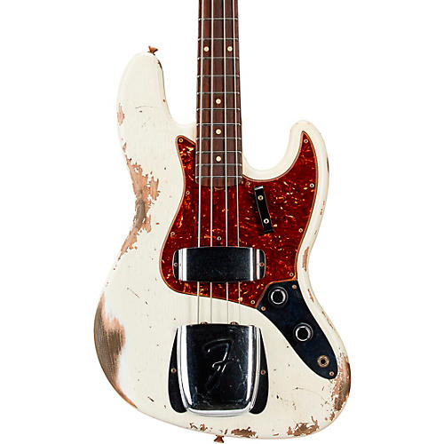 Fender Custom Shop 1960 Jazz Bass Guitar Heavy Relic Aged Olympic White - musicians--Friend