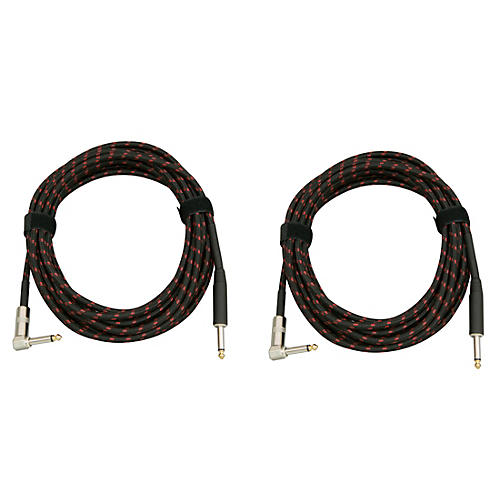 Musician's Gear Tweed Right Angle Instrument Cable 2-Pack 20 ft. Red - musicians--Friend