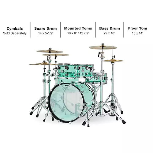 Open-Box Design Series Acrylic 5-Piece Shell Pack With Chrome Hardware Condition 1 - Mint  Sea Glass - musicians--Friend