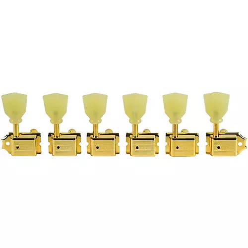 Kluson 6-In-Line Deluxe Series Pearl Single Ring Tuning Machines For Gibson Explorer Nickel - musicians--Friend