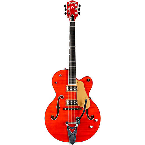 Gretsch Guitars G6120TFM-BSNV Brian Setzer Signature Nashville With Bigsby and Flame Maple Orange Stain - musicians--Friend