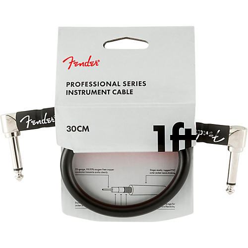 Fender Professional Series Angle to Angle Instrument Cable 1 ft. Black - musicians--Friend