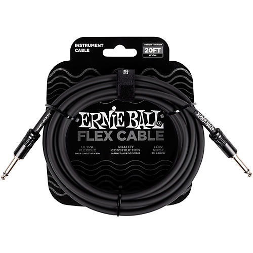 Ernie Ball Flex Instrument Cable Straight/Straight 20 ft. Black - musicians--Friend