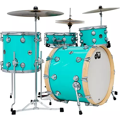 DW 4-Piece Collector's Series Santa Monica Shell Pack With Satin Chrome Hardware Sea Foam Green - musicians--Friend