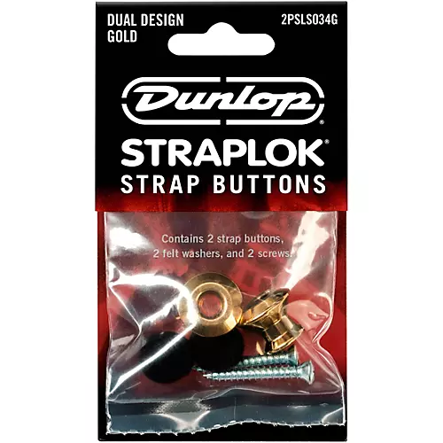 Dunlop Straplok Dual Design Strap Button Set Gold - musicians--Friend