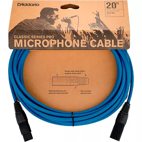 D'Addario Classic Pro Microphone Cable 20 ft. Dark Blue - musicians--Friend