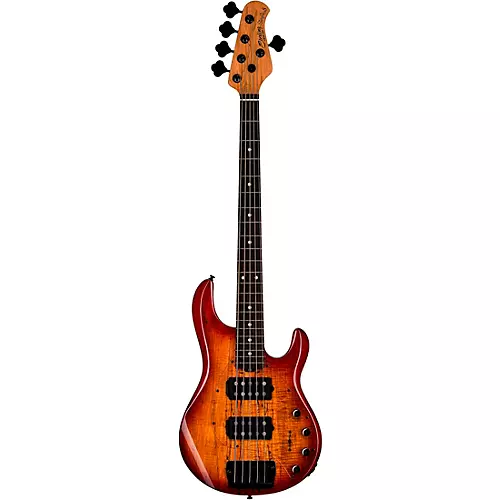 Sterling by Music Man StingRay 5 RAY35 HH Spalted Maple Top Bass Blood Orange Burst - musicians--Friend