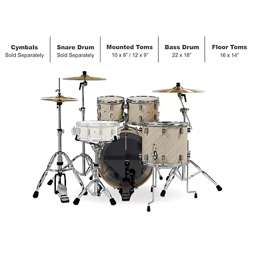 PDP by DW Concept Maple 4-Piece Shell Pack With Chrome Hardware Twisted Ivory - musicians--Friend
