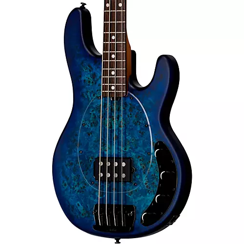 Sterling by Music Man StingRay Ray34 Burl Top Rosewood Fingerboard Electric Bass Neptune Blue Satin - musicians--Friend