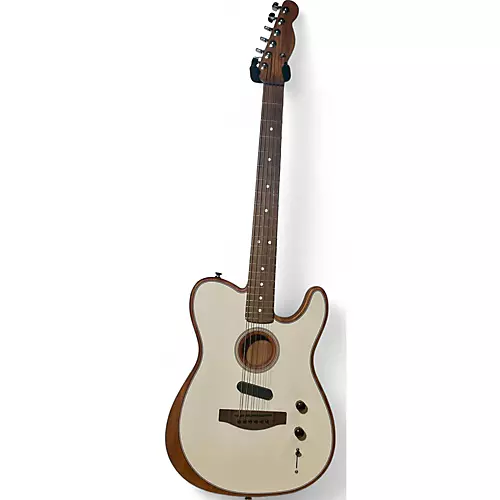 Used Fender Acoustasonic Player Telecaster White Acoustic Electric Guitar White - musicians--Friend