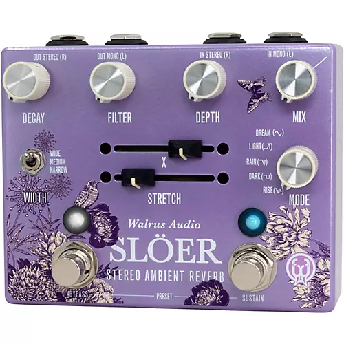 Walrus Audio SLOER Stereo Ambient Reverb Effects Pedal Floral Series 2024 Lavender - musicians--Friend