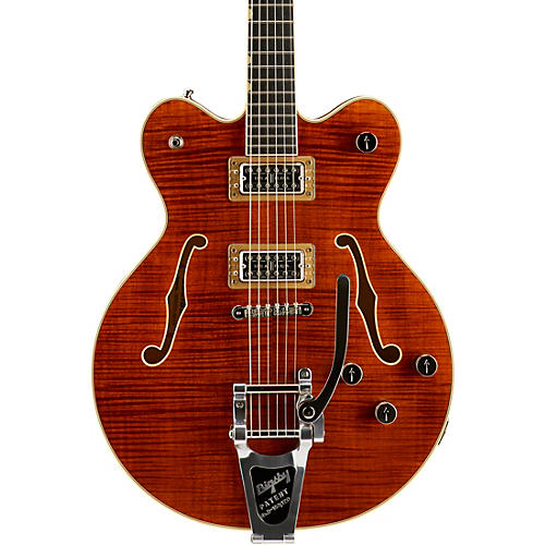 Gretsch Guitars G6609TFM Players Edition Broadkaster Center Block Electric Guitar With String-Thru Bigsby and Flame Maple Bourbon Stain - musicians--Friend