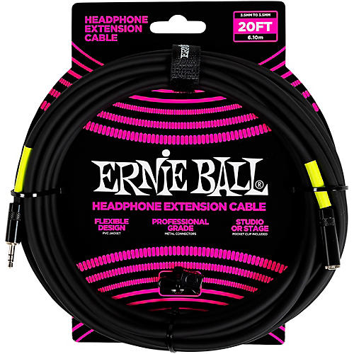 Ernie Ball Headphone Extension Cable 3.5mm to 3.5mm 10 ft. Black - musicians--Friend