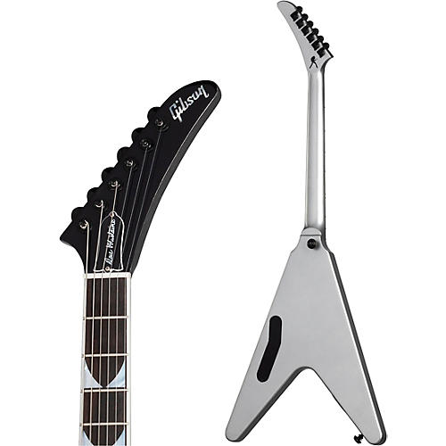 Gibson Dave Mustaine Flying V EXP Electric Guitar Silver Metallic - musicians--Friend