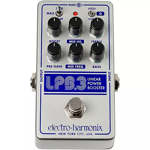 Electro-Harmonix LPB-3 Linear Power Booster & EQ Effect Pedal Silver and Blue - musicians--Friend