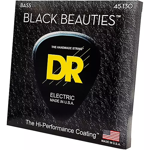 DR Strings BLACK BEAUTIES  Black Coated 5-String Bass Strings Medium (45-130) - musicians--Friend