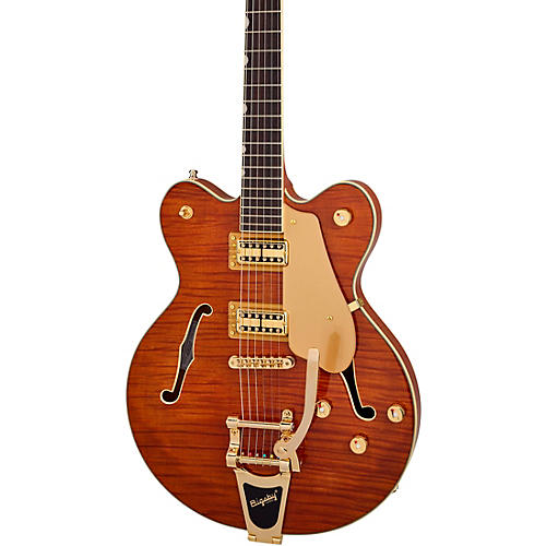 Gretsch Guitars Electromatic LTD Flame Okoume Broadkaster Double-Cut Electric Guitar With Bigsby Roundup Orange Stain - musicians--Friend