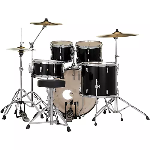 Open-Box Pearl Roadshow Complete 5-Piece Drum Set With Hardware and Cymbals Condition 1 - Mint Jet Black - musicians--Friend