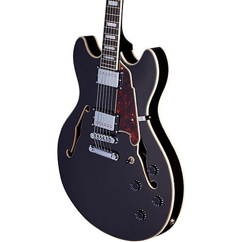 D'Angelico Premier DC Semi-Hollow Electric Guitar With Stopbar Tailpiece Black Flake - musicians--Friend